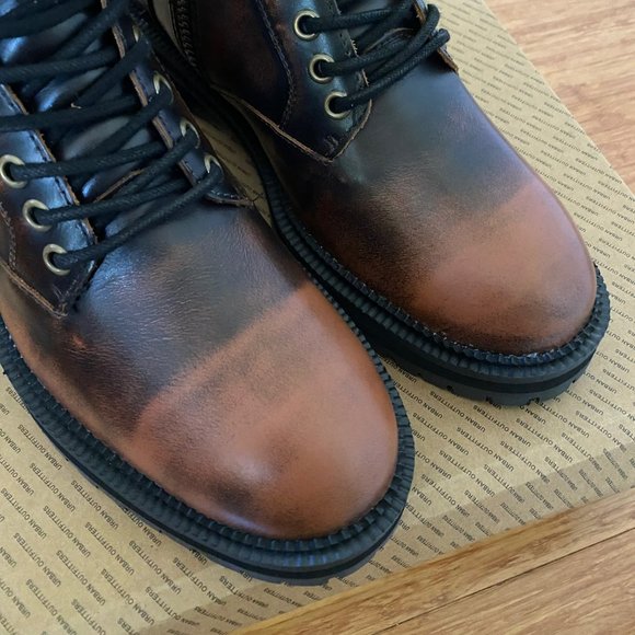NWT Urban Outfitters Leather Brown Combat Boots Size Men's 9/EU 42 - Picture 4 of 11